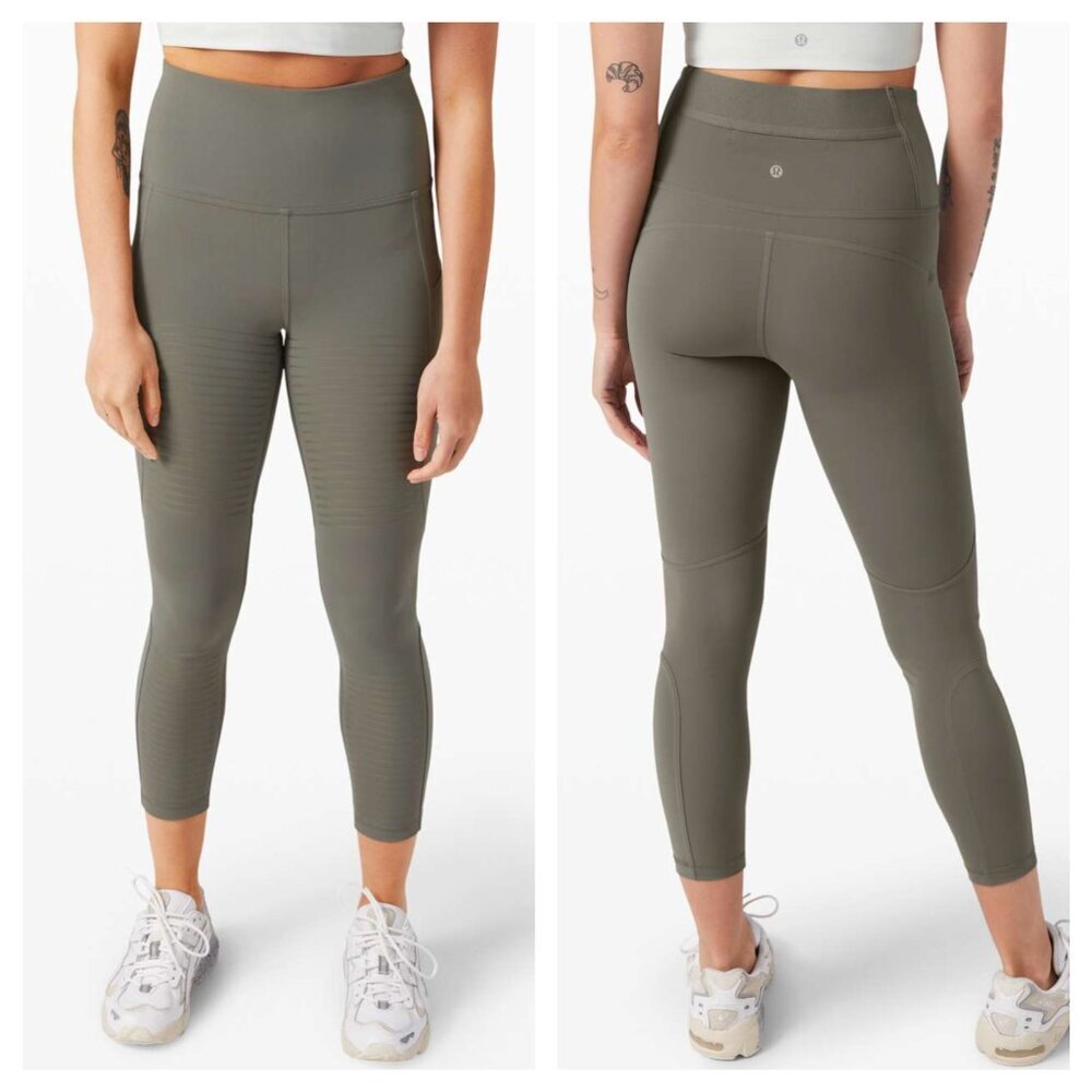 Lululemon Rogue Renegade Super High Rise Tight 25" Grey Sage Yoga Run Womens 4